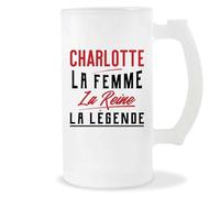 Otshirt Verre à Biere Charlotte la Femme la Reine la Légende | Chope de Bière Pinte | Idée Cadeau Petite Amie Copine Maman Amour Humour Noël Anniversaire Fête des Mères