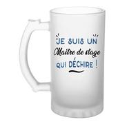 Otshirt Verre à bière d'un Maitre de stage qui déchire - Chope - Idée Verre à bière Personnalisable Cadeau Anniversaire Fête Original Famille Travail Départ Collègue Retraite Noël.