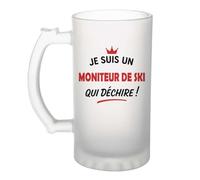 Otshirt Verre à bière d'un Moniteur de ski qui déchire 2- Chope - Idée Verre à bière Personnalisable Cadeau Anniversaire Fête Original Famille Travail Départ Collègue Retraite Noël.