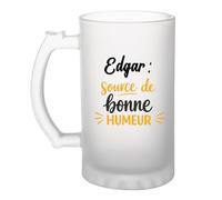 Otshirt Verre à Bière Edgar - source de bonne humeur- Chope - Idée Verre à Bière Personnalisable Cadeau Anniversaire Camping Fête Original Famille Travail Départ Collègue Retraite Noël