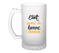 Otshirt Verre à Bière Eliott - source de bonne humeur- Chope - Idée Verre à Bière Personnalisable Cadeau Anniversaire Camping Fête Original Famille Travail Départ Collègue Retraite Noël