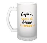 Otshirt Verre à Bière Eugenie - source de bonne humeur- Chope - Idée Verre à Bière Personnalisable Cadeau Anniversaire Camping Fête Original Famille Travail Départ Collègue Retraite Noël
