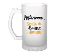 Otshirt Verre à Bière Historienne - source de bonne humeur- Chope - Idée Verre à Bière Personnalisable Cadeau Anniversaire Camping Fête Original Famille Travail Départ Collègue Retraite Noël