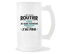 Otshirt Verre à Bière Je Suis Routier | Chope de Bière Pinte | Idée Cadeau Chauffeur Routier Camion Humour Transport Route Convoi Drôle Original