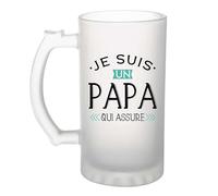 Otshirt Verre à Bière Je suis un papa qui assure 10 | Beer Glass | Idée Chope de Bière Cadeau Anniversaire Fête Original Famille Travail Départ Collègue Retraite Noël.