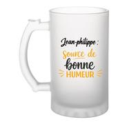 Otshirt Verre à Bière Jean-philippe - source de bonne humeur copie- Chope - Idée Verre à Bière Personnalisable Cadeau Anniversaire Camping Fête Original Famille Travail Départ Collègue Retraite Noël