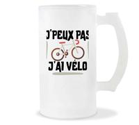 Otshirt Verre à Bière J'peux pas j'ai Vélo 3 | Chope de Bière Pinte | Idée Cadeau Cycliste Humour Cadeau Drôle Original Cyclisme Route Passion
