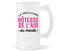 Otshirt Verre à Biere La Meilleure Hôtesse De L'air au Monde | Chope de Bière Pinte | Idée Cadeau Petite Amie Copine Maman Noël Anniversaire Fête des Mères