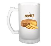 Otshirt Verre à Bière Le comté c'est sacré | Chope Givrée Verre Trempé 470 ml à Anse Recto Verso | Apéro Bar Bistrot Match | Idée Cadeau Gourmand Cuisine Fête des Pères Noël