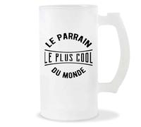 Otshirt Verre à Bière Le Parrain le plus cool du Monde | Chope de Bière Pinte | Idée Cadeau Parrain Humour Original Noël Anniversaire Baptême Famille Parrainage