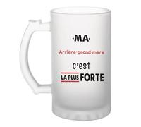Otshirt Verre à Bière Ma Arrière-grand-mère C'est la plus forte - Beer Glass - Idée Chope de Bière Cadeau Anniversaire Fête Original Famille Travail Départ Collègue Retraite Noël.