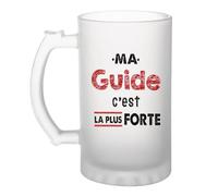 Otshirt Verre à Bière Ma Guide C'est la plus forte - Beer Glass - Idée Chope de Bière Cadeau Anniversaire Fête Original Famille Travail Départ Collègue Retraite Noël.