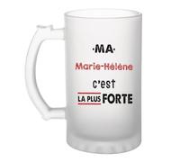 Otshirt Verre à Bière Ma Marie-Helene C'est la plus forte - Beer Glass - Idée Chope de Bière Cadeau Anniversaire Fête Original Famille Travail Départ Collègue Retraite Noël.