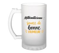 Otshirt Verre à Bière Mathematicienne - source de bonne humeur copie- Chope - Idée Verre à Bière Personnalisable Cadeau Anniversaire Camping Fête Original Famille Travail Départ Collègue Retraite Noël