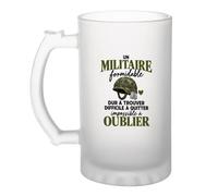 Otshirt Verre à Bière Militaire Formidable | Chope Givrée Verre Trempé 470 ml à Anse Recto Verso | Apéro Bar Bistrot Match | Idée Cadeau Armée Fête des Pères Noël