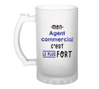 Otshirt Verre à Bière Mon Agent commercial C'est le plus fort - Beer Glass - Idée Chope de Bière Cadeau Anniversaire Fête Original Famille Travail Départ Collègue Retraite Noël.