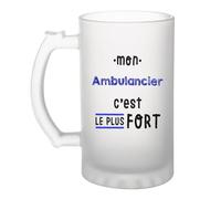 Otshirt Verre à Bière Mon Ambulancier C'est le plus fort - Beer Glass - Idée Chope de Bière Cadeau Anniversaire Fête Original Famille Travail Départ Collègue Retraite Noël.