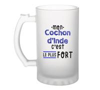 Otshirt Verre à Bière Mon Cochon dInde C'est le plus fort - Beer Glass - Idée Chope de Bière Cadeau Anniversaire Fête Original Famille Travail Départ Collègue Retraite Noël.