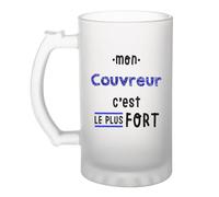 Otshirt Verre à Bière Mon Couvreur C'est le plus fort - Beer Glass - Idée Chope de Bière Cadeau Anniversaire Fête Original Famille Travail Départ Collègue Retraite Noël.
