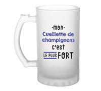 Otshirt Verre à Bière Mon Cueillette de champignons C'est le plus fort - Beer Glass - Idée Chope de Bière Cadeau Anniversaire Fête Original Famille Travail Départ Collègue Retraite Noël.