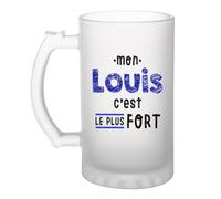 Otshirt Verre à Bière Mon Louis C'est le plus fort - Beer Glass - Idée Chope de Bière Cadeau Anniversaire Fête Original Famille Travail Départ Collègue Retraite Noël.