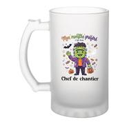 Otshirt Verre à Bière Mon Monstre Préféré C'est Mon Chef de chantier - Beer Glass - Idée Chope de Bière Cadeau Anniversaire Fête Original Famille Travail Départ Collègue Retraite Noël.