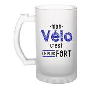 Otshirt Verre à Bière Mon Velo C'est le plus fort - Beer Glass - Idée Chope de Bière Cadeau Anniversaire Fête Original Famille Travail Départ Collègue Retraite Noël.