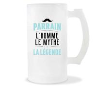 Otshirt Verre à Bière Parrain la Légende 2 | Chope de Bière Pinte | Idée Cadeau Humour Original Noël Anniversaire Baptême Famille Parrainage