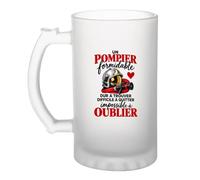 Otshirt Verre à Bière Pompier Formidable | Chope Givrée Verre Trempé 470 ml à Anse Recto Verso | Apéro Bar Bistrot Match | Mug Idée Cadeau Homme Sapeur-Pompier Fête des Pères Noël Anniversaire