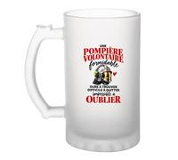 Otshirt Verre à Bière Pompier Volontaire Formidable | Chope Givrée Verre Trempé 470 ml à Anse Recto Verso | Apéro Bar Bistrot Match | Idée Cadeau Sapeuse-Pompière Fête des Pères Noël