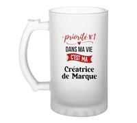 Otshirt Verre à Bière Priorite N1 dans ma vie C'est ma Creatrice de Marque - Beer Glass - Idée Chope de Bière Cadeau Anniversaire Fête Original Famille Travail Départ Collègue Retraite Noël.