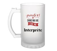 Otshirt Verre à Bière Priorite N1 dans ma vie C'est ma Interprete - Beer Glass - Idée Chope de Bière Cadeau Anniversaire Fête Original Famille Travail Départ Collègue Retraite Noël.
