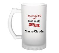Otshirt Verre à Bière Priorite N1 dans ma vie C'est ma Marie-Claude - Beer Glass - Idée Chope de Bière Cadeau Anniversaire Fête Original Famille Travail Départ Collègue Retraite Noël.