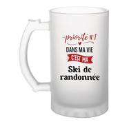Otshirt Verre à Bière Priorite N1 dans ma vie C'est ma Ski de randonnee - Beer Glass - Idée Chope de Bière Cadeau Anniversaire Fête Original Famille Travail Départ Collègue Retraite Noël.