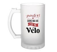Otshirt Verre à Bière Priorite N1 dans ma vie C'est ma Velo - Beer Glass - Idée Chope de Bière Cadeau Anniversaire Fête Original Famille Travail Départ Collègue Retraite Noël.
