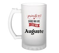 Otshirt Verre à Bière Priorite N1 dans ma vie C'est mon Auguste - Beer Glass - Idée Chope de Bière Cadeau Anniversaire Fête Original Famille Travail Départ Collègue Retraite Noël.
