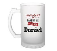 Otshirt Verre à Bière Priorite N1 dans ma vie C'est mon Daniel - Beer Glass - Idée Chope de Bière Cadeau Anniversaire Fête Original Famille Travail Départ Collègue Retraite Noël.