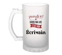 Otshirt Verre à Bière Priorite N1 dans ma vie C'est mon Ecrivain - Beer Glass - Idée Chope de Bière Cadeau Anniversaire Fête Original Famille Travail Départ Collègue Retraite Noël.