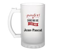 Otshirt Verre à Bière Priorite N1 dans ma vie C'est mon Jean-Pascal - Beer Glass - Idée Chope de Bière Cadeau Anniversaire Fête Original Famille Travail Départ Collègue Retraite Noël.