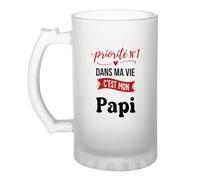 Otshirt Verre à Bière Priorite N1 dans ma vie C'est mon Papi - Beer Glass - Idée Chope de Bière Cadeau Anniversaire Fête Original Famille Travail Départ Collègue Retraite Noël.