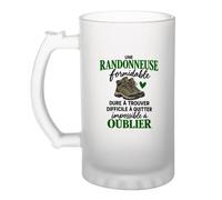 Otshirt Verre à Bière Randonnee | Chope Givrée Verre Trempé 470 ml à Anse Recto Verso | Apéro Bar Bistrot Match | Idée Cadeau Fête des Pères Noël