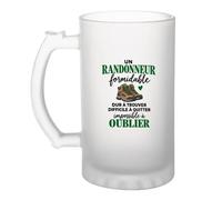 Otshirt Verre à Bière Randonnee Formidable | Chope Givrée Verre Trempé 470 ml à Anse Recto Verso | Apéro Bar Bistrot Match | Idée Cadeau Fête des Pères Noël