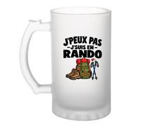 Otshirt Verre à Bière Randonnee J'peux pas | Chope Givrée Verre Trempé 470 ml à Anse Recto Verso | Apéro Bar Bistrot Match | Idée Cadeau Fête des Pères Noël