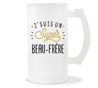 Otshirt Verre à Biere Super Beau-Frère | Chope de Bière Pinte | Idée Cadeau Petit Ami Copain Collègue Père Noël Anniversaire Fête des Pères