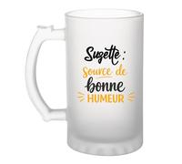 Otshirt Verre à Bière Suzette - source de bonne humeur- Chope - Idée Verre à Bière Personnalisable Cadeau Anniversaire Camping Fête Original Famille Travail Départ Collègue Retraite Noël