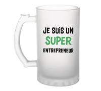 Otshirt Verre à Bière Un Super Entrepreneur 2- Chope - Idée Verre à Bière Personnalisable Cadeau Anniversaire Camping Fête Original Famille Travail Départ Collègue Retraite Noël