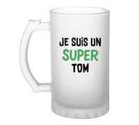 Otshirt Verre à Bière Un Super Tom 2- Chope - Idée Verre à Bière Personnalisable Cadeau Anniversaire Camping Fête Original Famille Travail Départ Collègue Retraite Noël