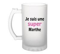 Otshirt Verre à Bière Une Super Marthe 2- Chope - Idée Verre à Bière Personnalisable Cadeau Anniversaire Camping Fête Original Famille Travail Départ Collègue Retraite Noël