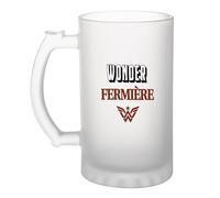 Otshirt Verre à Bière Wonder Fermiere 1- Chope - Idée Verre à Bière Personnalisable Cadeau Anniversaire Camping Fête Original Famille Travail Départ Collègue Retraite Noël