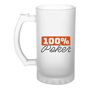 Otshirt Vière à Bière 100% poker | Beer Glass | Idée Chope de Bière Cadeau Anniversaire Fête Original Famille Travail Départ Collègue Retraite Noël.